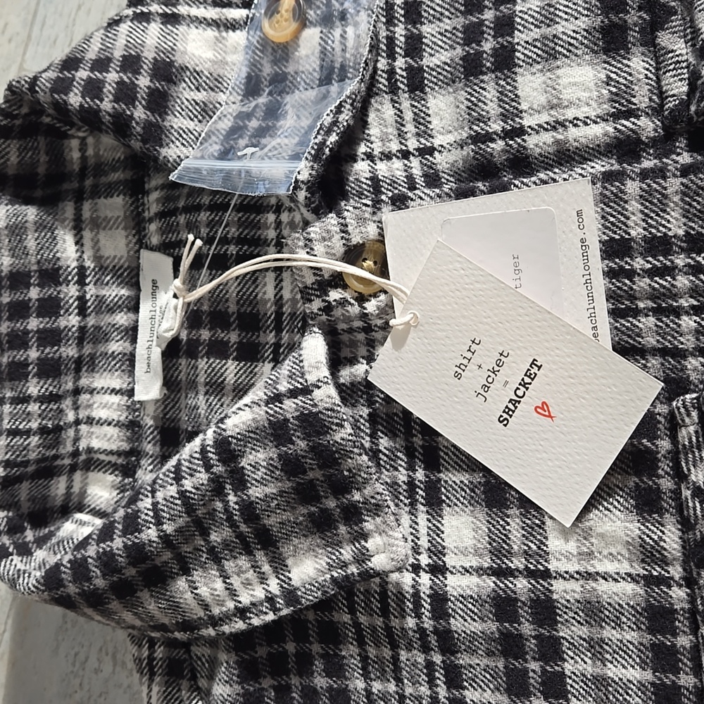 NWT Beachlunchlounge Shacket Shirt Jacket Size XS Small Flannel - Picture 2 of 10